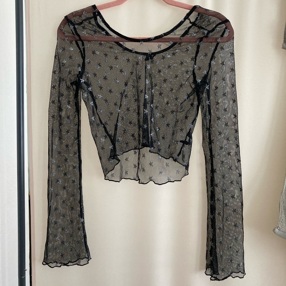 Urban Outfitters Sheer Fishnet Star Shirt